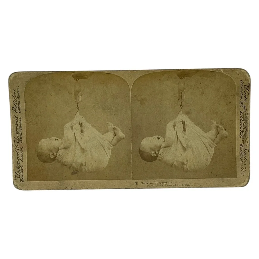 Underwood & Underwood 1891 Stereoview Some‎ Are Born Great Baby Genre Photo